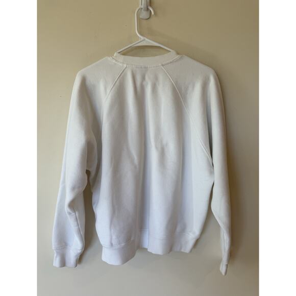 TNA Aritzia Cozy Fleece Long Sleeve Cropped Length Sweatshirt White Large - Picture 2 of 8